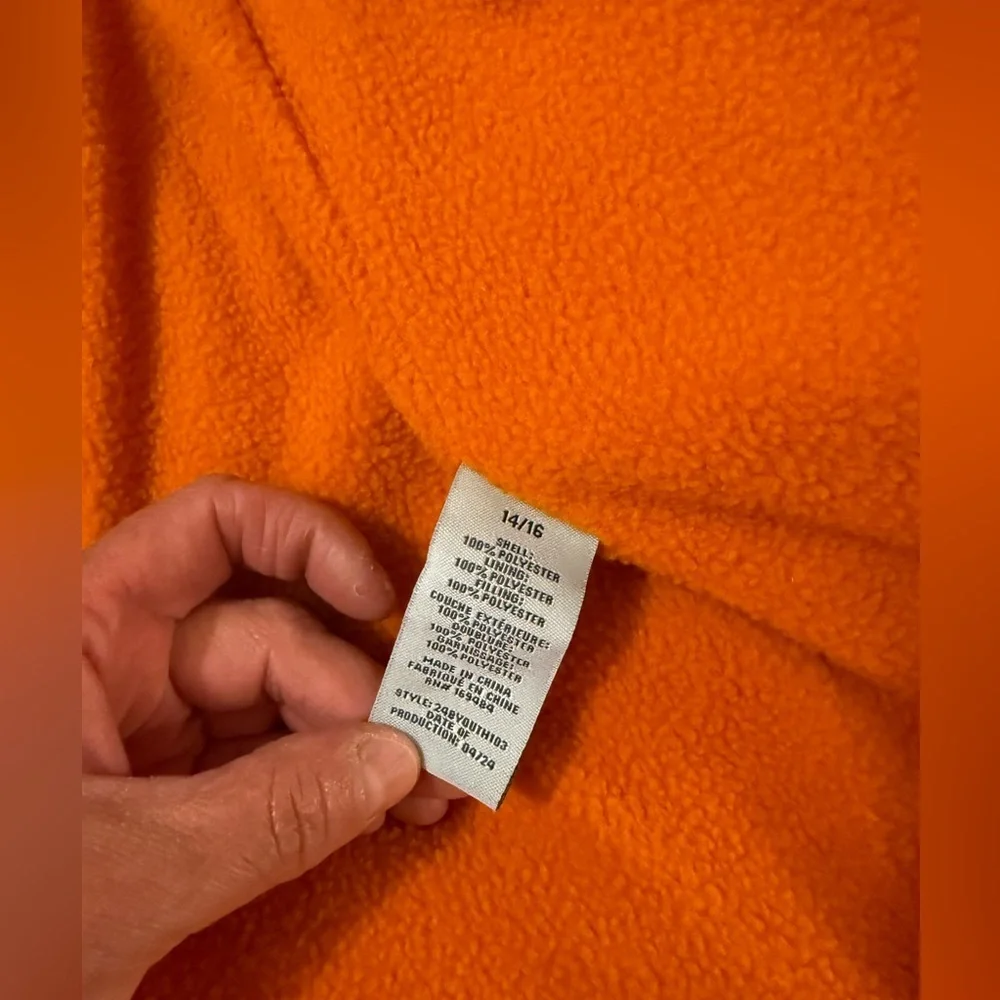 Whales Tail Youth Orange Puffer Jacket with Hood, Sz 14/16, NWT